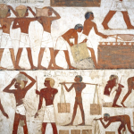 雷克米爾墓壁畫中的細節，據說描繪的是埃及人與努比亞人和閃米特奴隸在一起的場景。