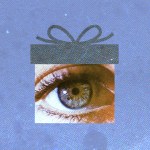 An present with a blinking eye in it