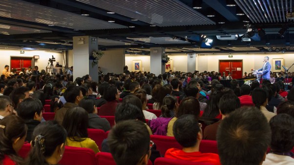 Senior Pastor Mingri “Ezra” Jin preaching at Beijing Zion Church on September 3, 2018