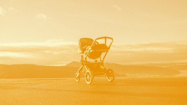 A golden stroller.