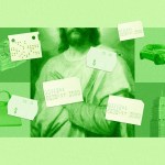 耶穌、價格標籤與物質商品的拼貼畫。