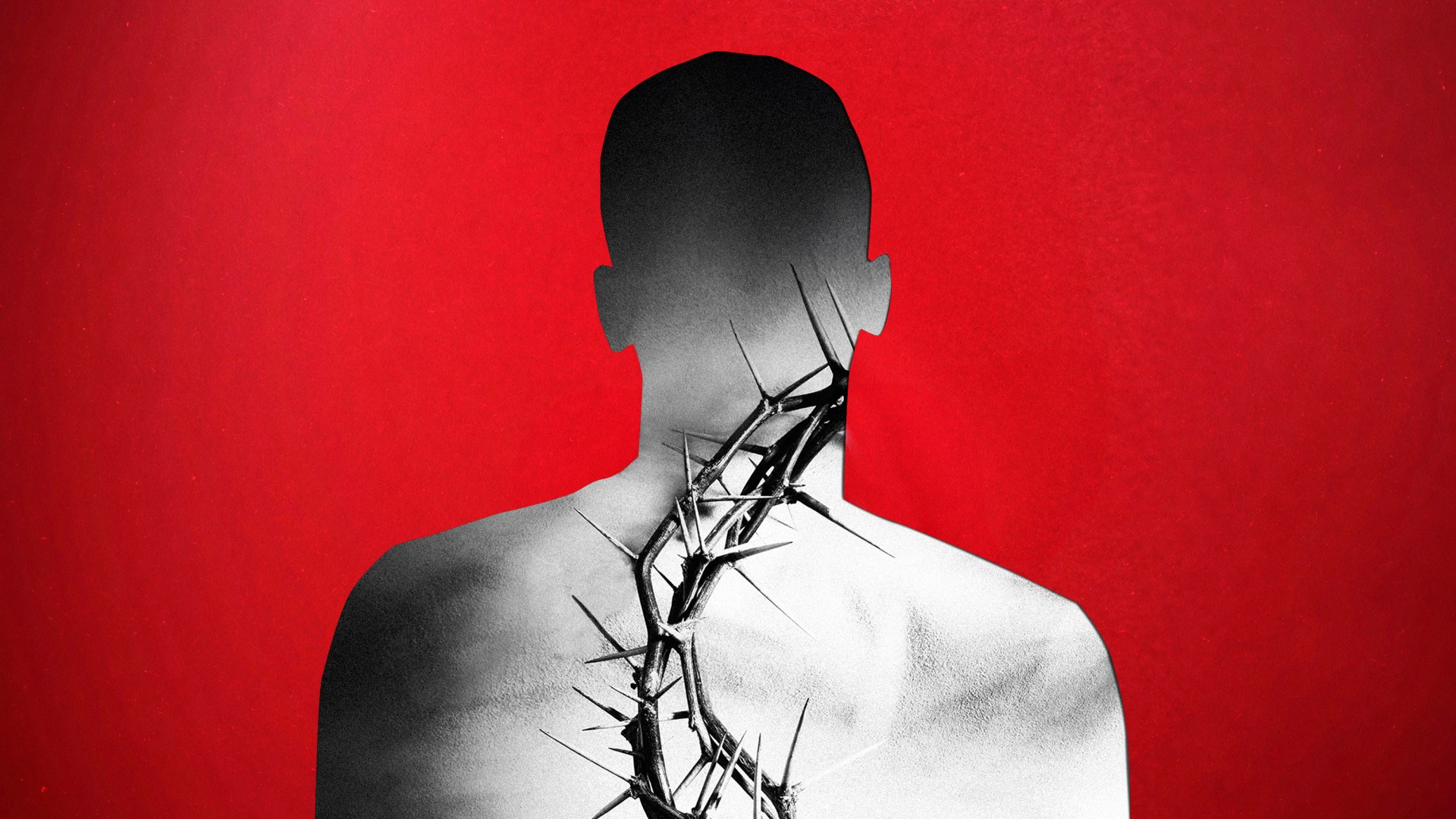 一個頭戴荊棘冠的男子剪影